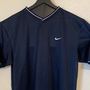Vintage 90s Nike Navy Mesh V-Neck Jersey T-Shirt